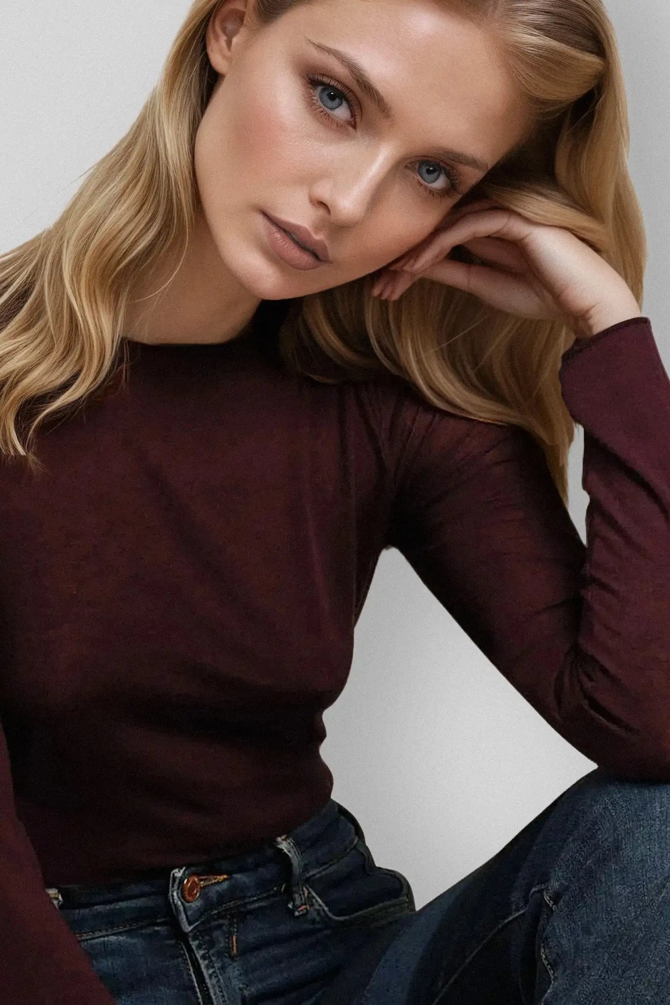 Maglia a Manica Lunga in Modal Ultralight con Cashmere Girocollo