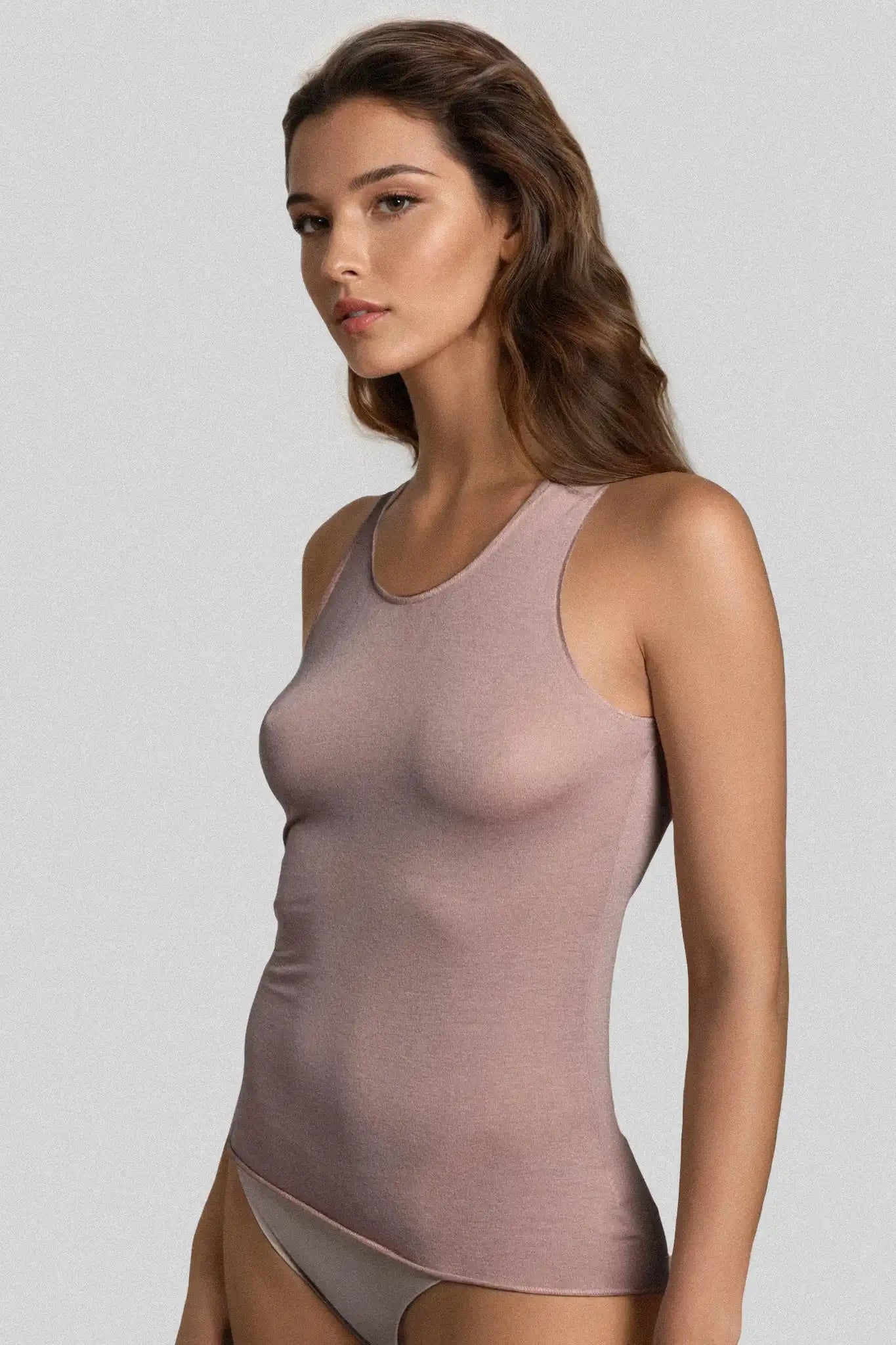 Canotta a Spalla Larga in Modal Ultralight con Cashmere