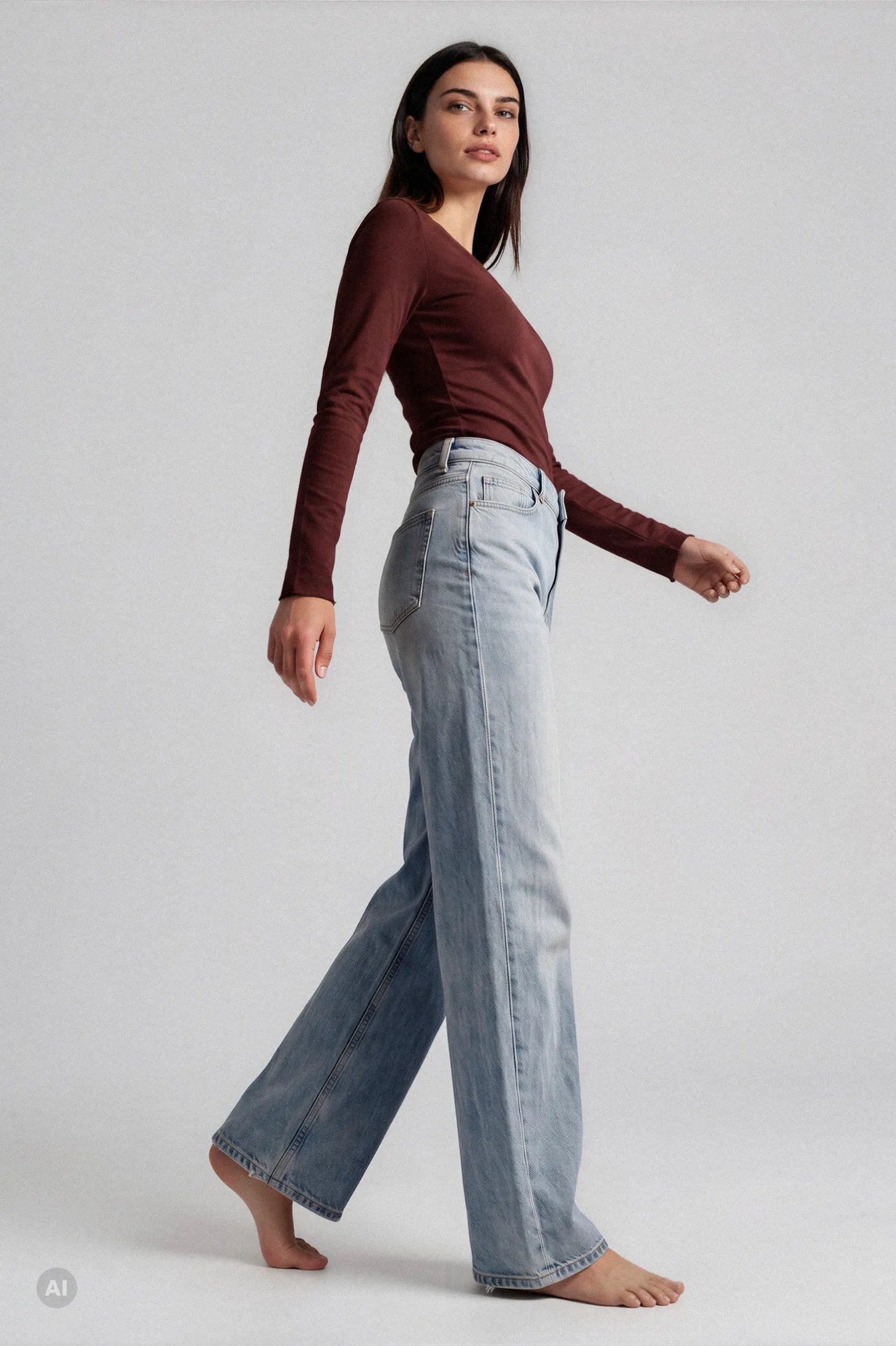 Maglia a Manica Lunga in Modal Ultralight con Cashmere Scollo a V