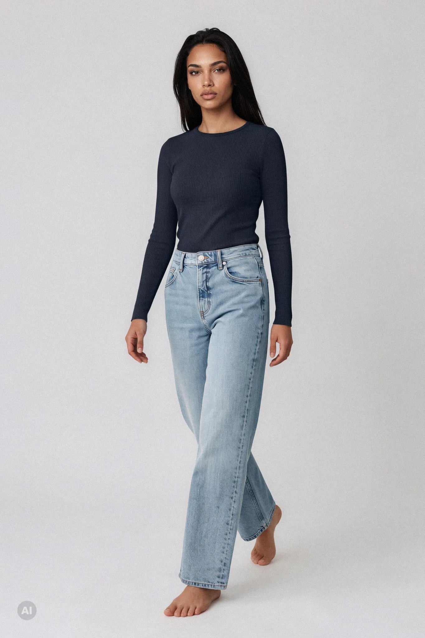 Maglia a Manica Lunga in Modal Ultranatural con Cashmere a Costine