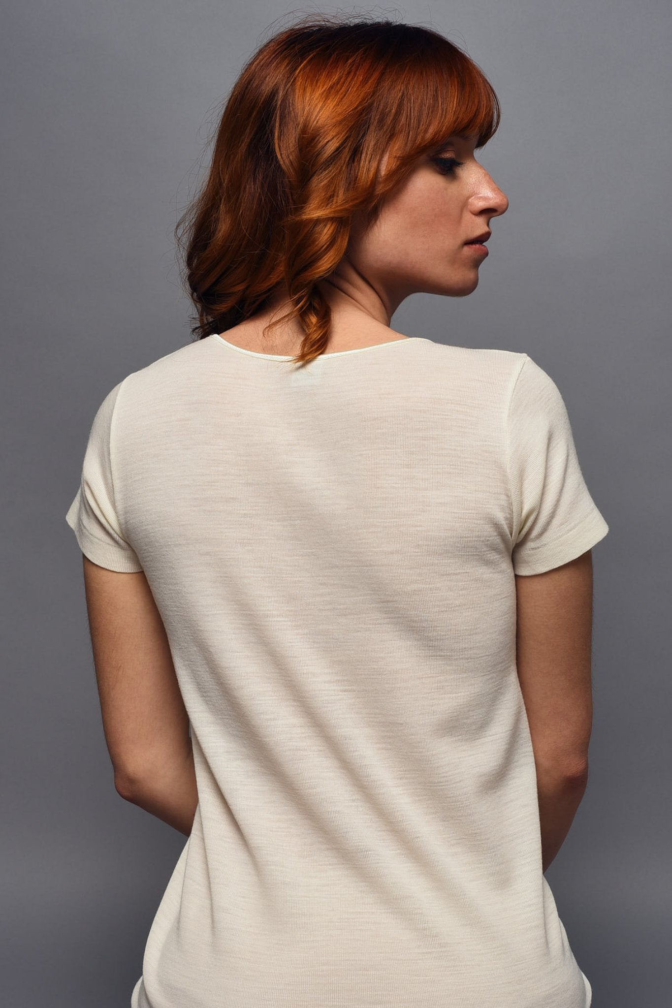 Maglia a Manica Corta in Lana Girocollo