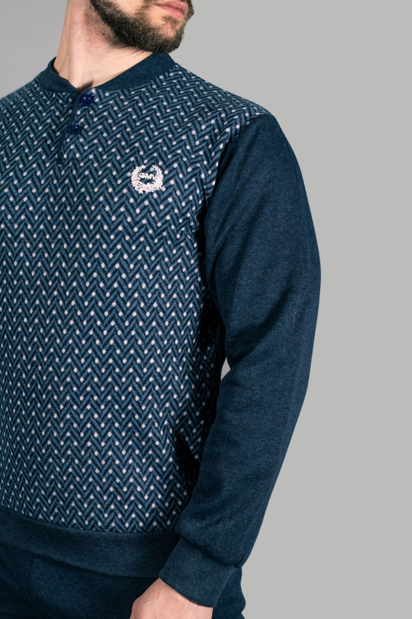 Pigiama Lungo in Punto Milano Scollo Serafino