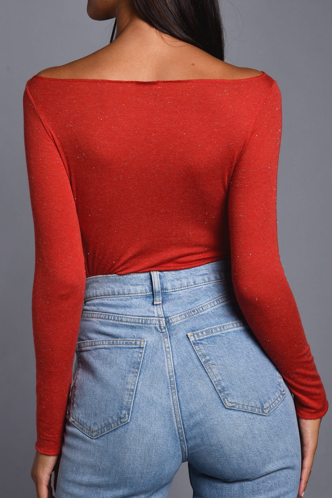 Maglia a Manica Lunga in Modal Ultralight con Cashmere Lamè Scollo Barchetta