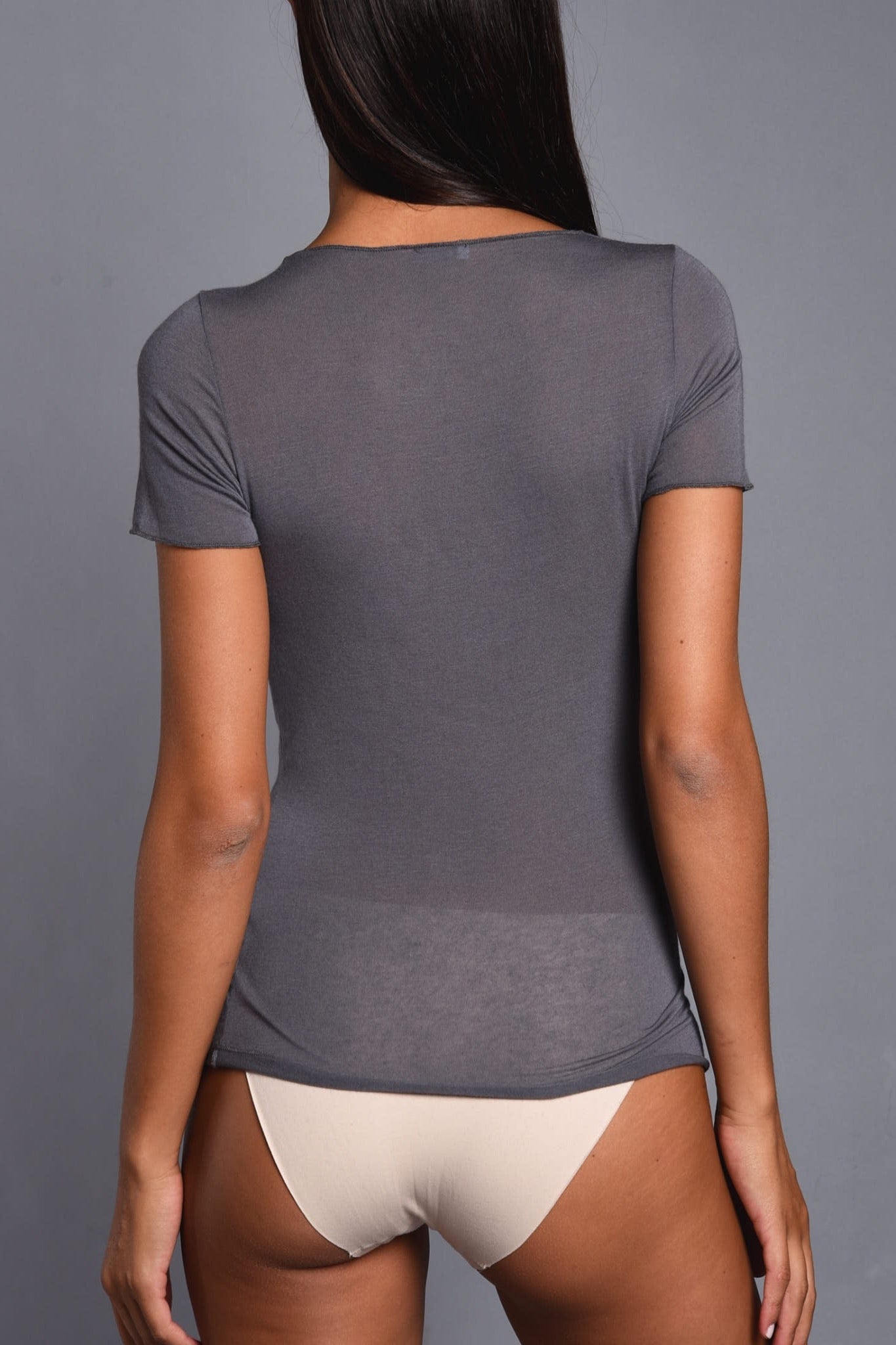 Maglia a Manica Corta in Modal Ultralight con Cashmere Girocollo