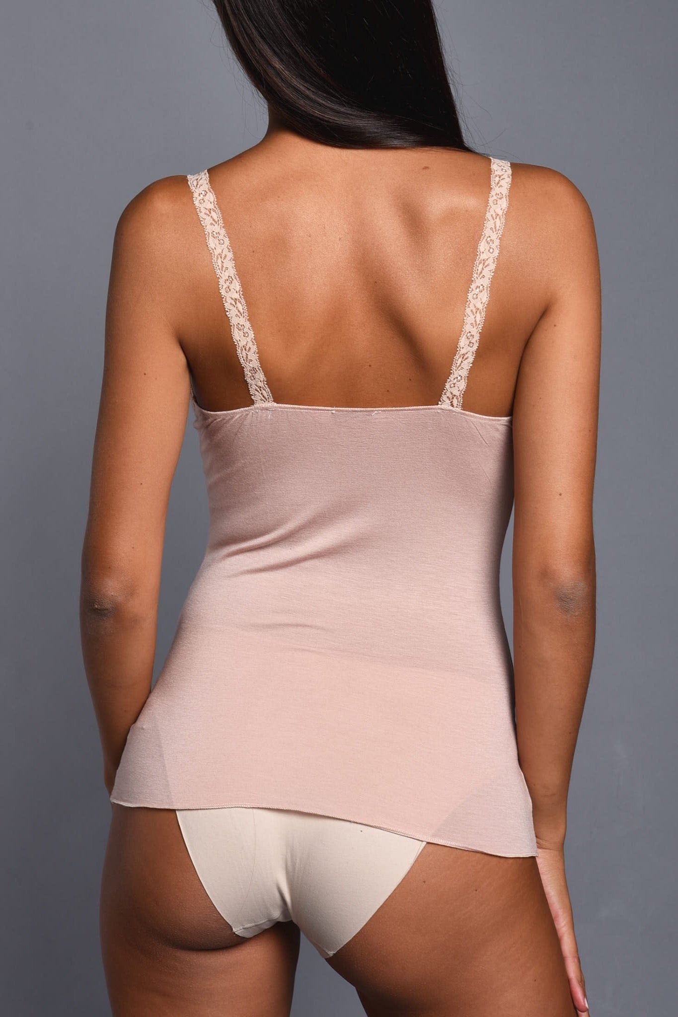 Top a Spalla Stretta in Modal Ultralight con Seta e Pizzo