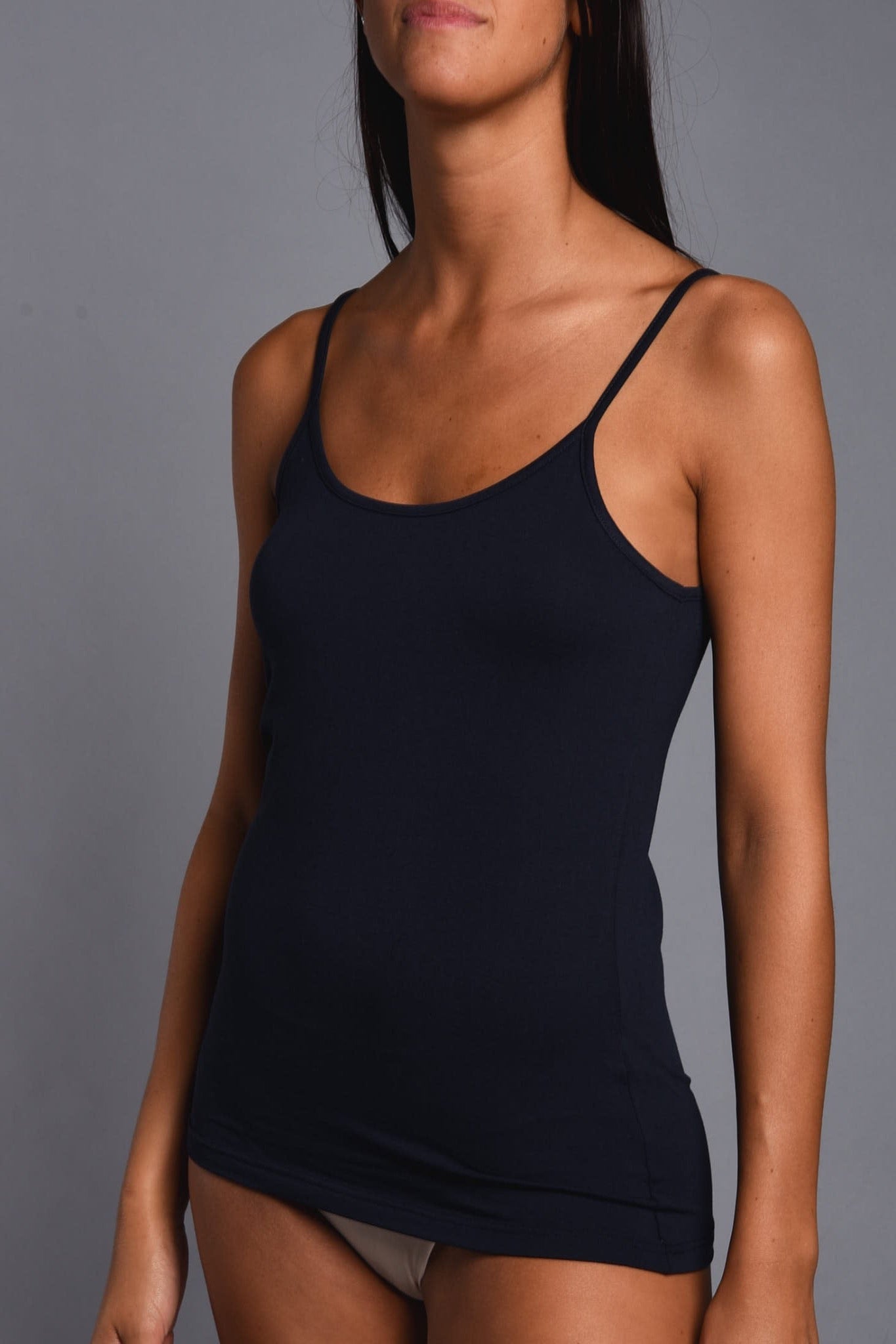 Top Spallini Sottili in Cotone Modal Scollo Tondo