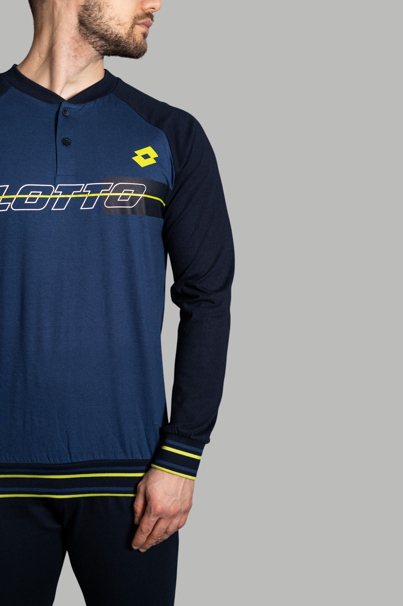 Pigiama Lungo in Jersey di Cotone stampa Logo