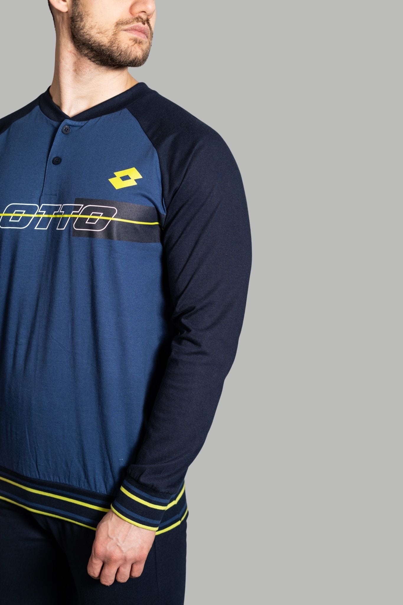 Pigiama Lungo in Jersey di Cotone stampa Logo