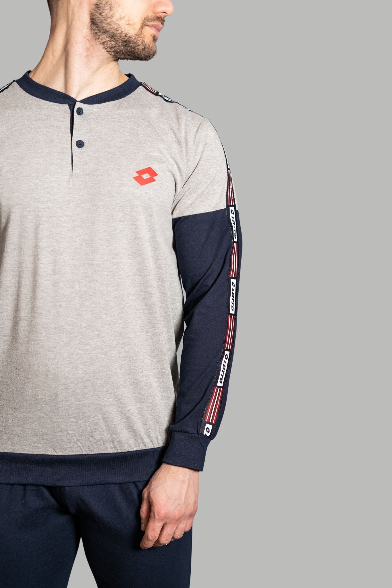 Pigiama Lungo in Jersey di Cotone stampa Logo