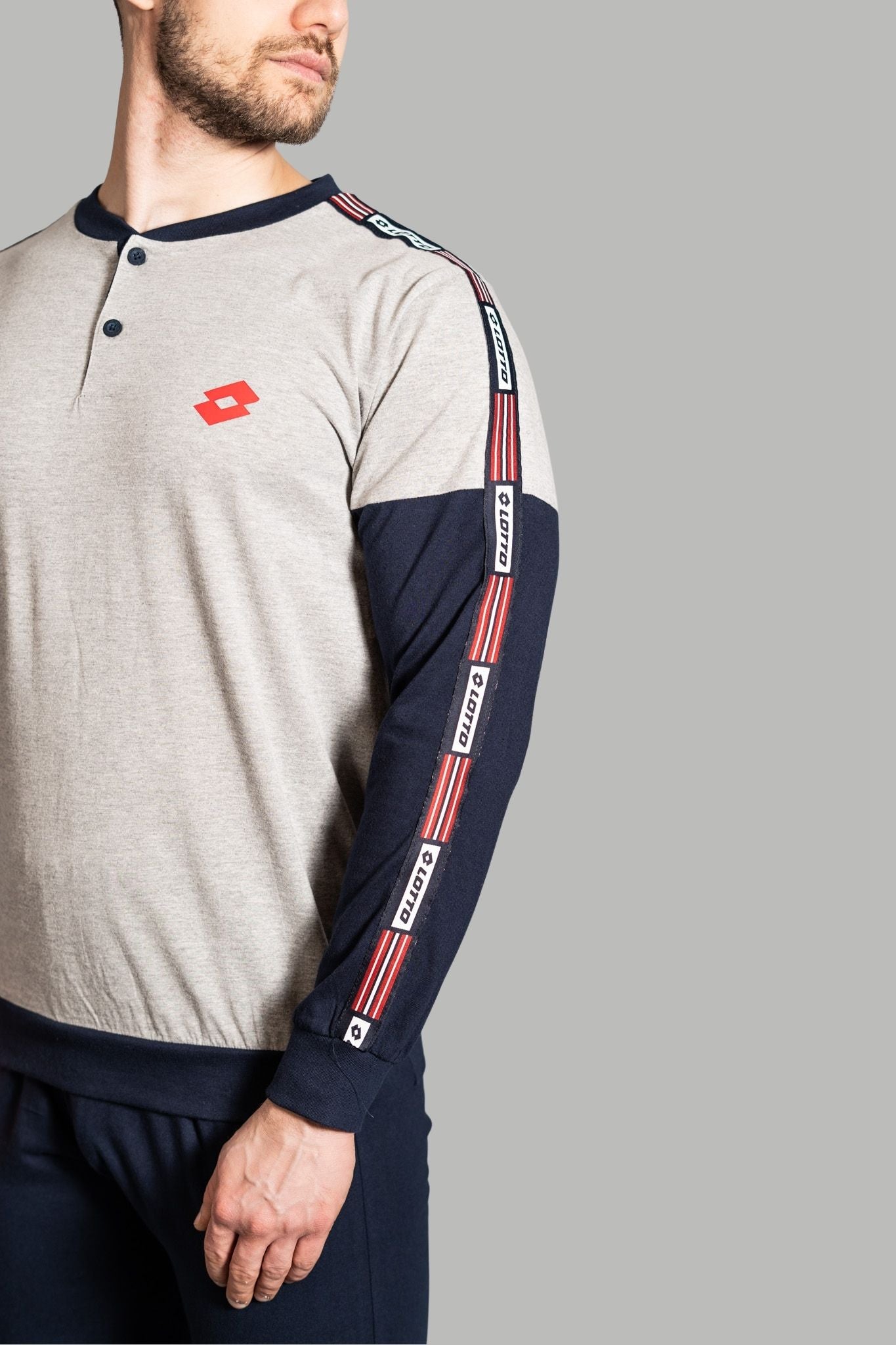 Pigiama Lungo in Jersey di Cotone stampa Logo
