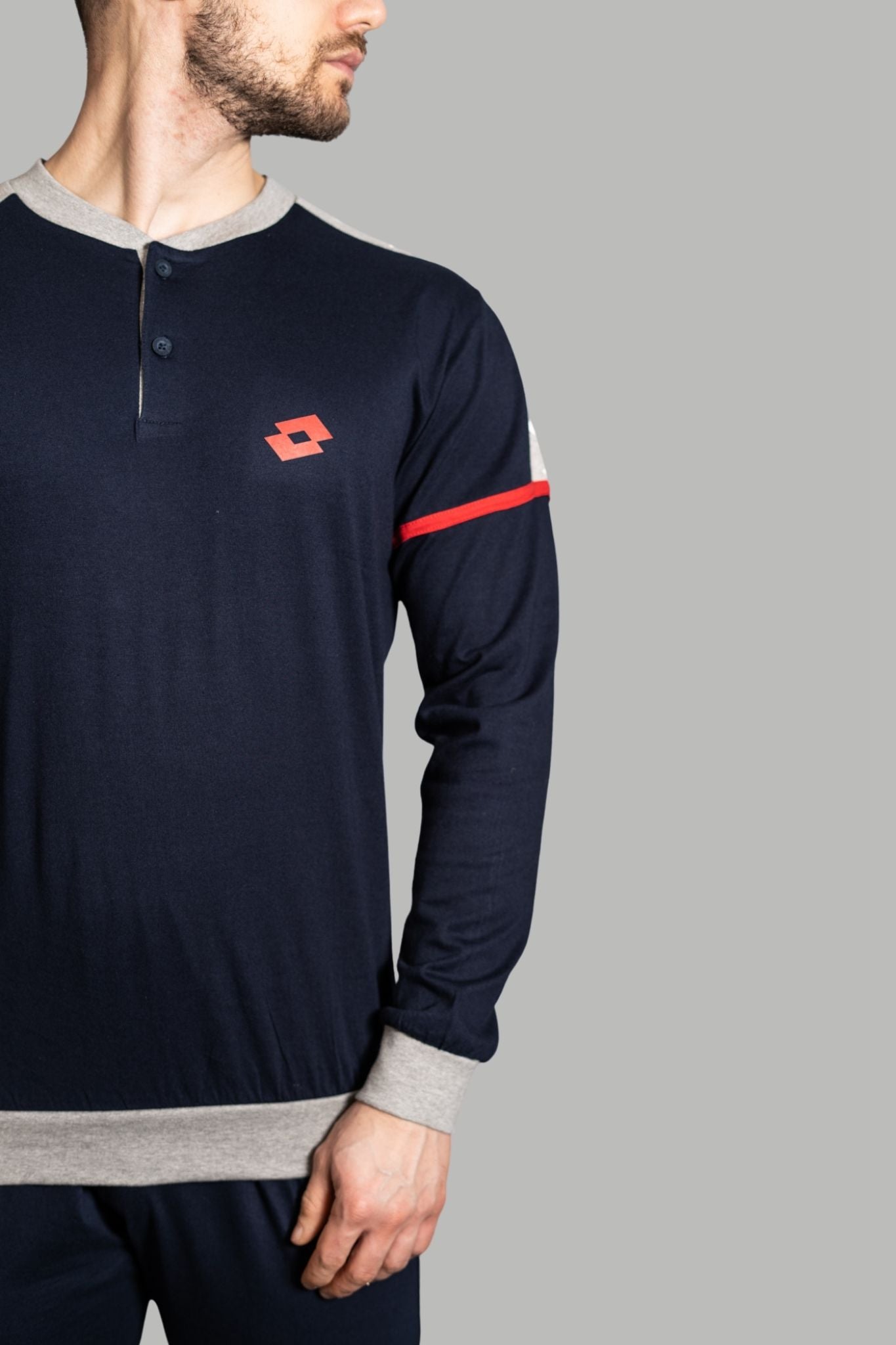 Pigiama Lungo in Jersey di Cotone stampa Logo