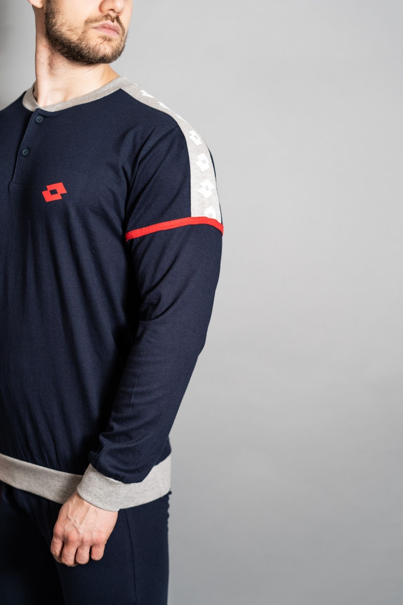 Pigiama Lungo in Jersey di Cotone stampa Logo