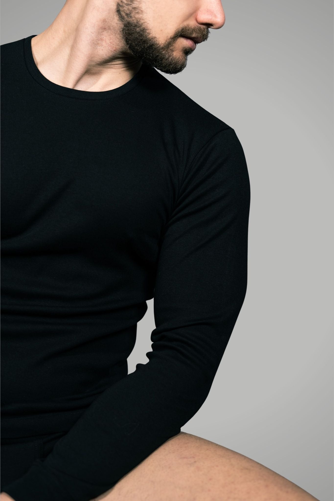 Maglia a Manica Lunga in Cotone Garzato Girocollo