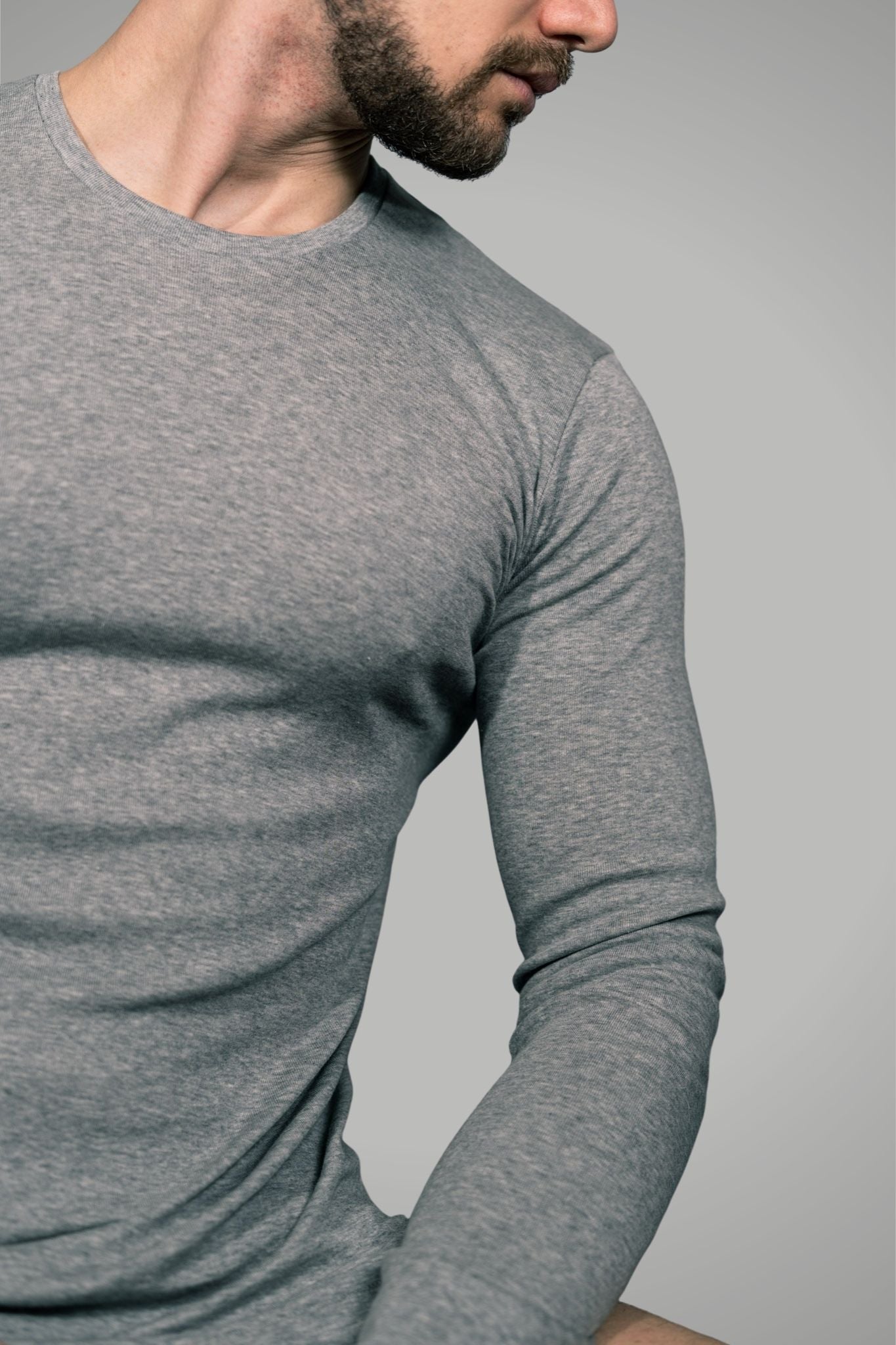 Maglia a Manica Lunga in Cotone Garzato Girocollo