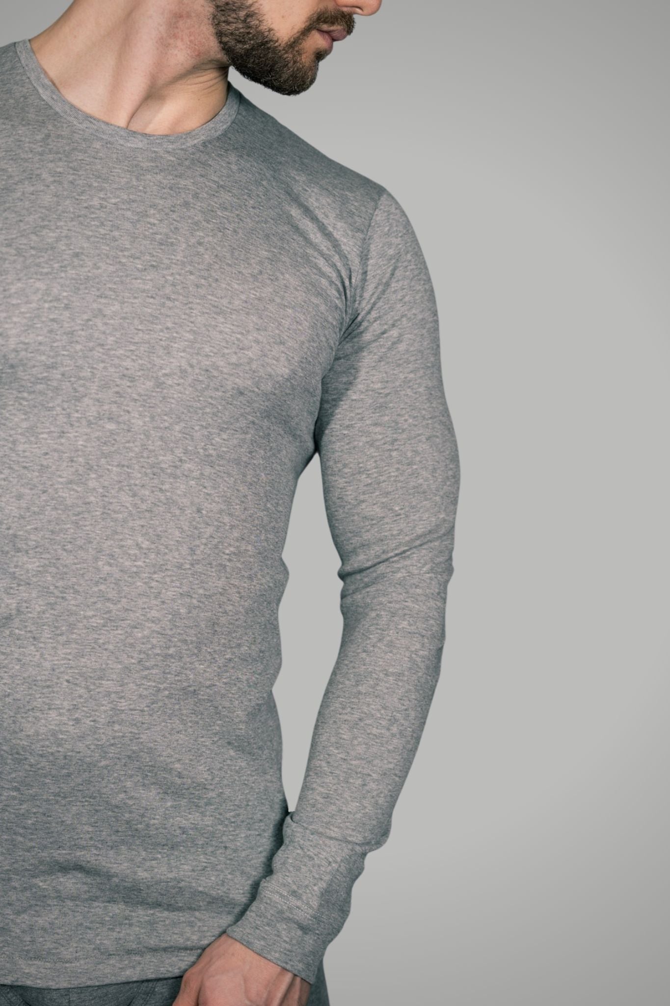 Maglia a Manica Lunga in Cotone Garzato Girocollo