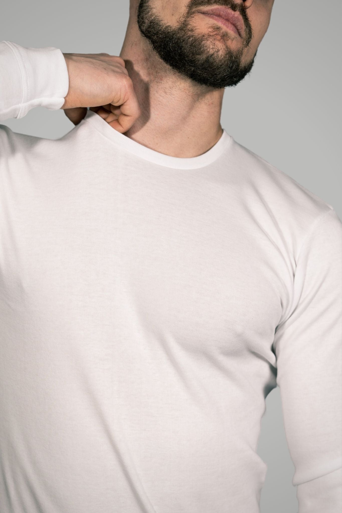 Maglia a Manica Lunga in Cotone Garzato Girocollo