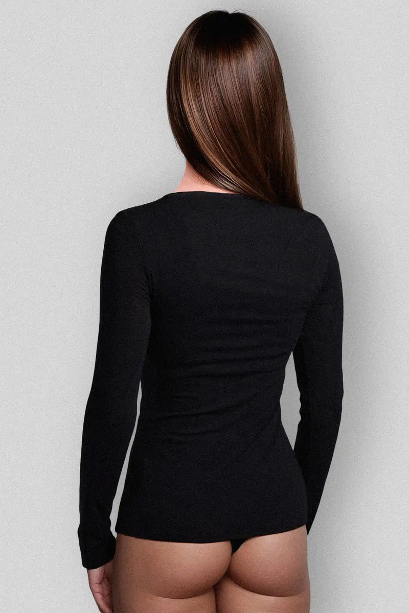 Maglia a Manica Lunga in Modal Ultralight con Cashmere Girocollo