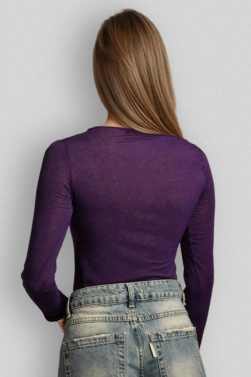 Maglia a Manica Lunga in Modal Ultralight con Cashmere Girocollo