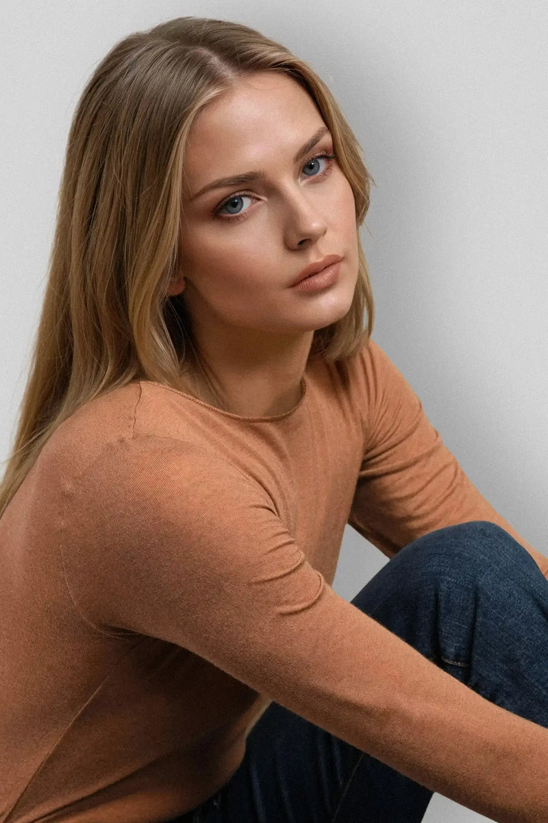 Maglia a Manica Lunga in Modal Ultralight con Cashmere Girocollo