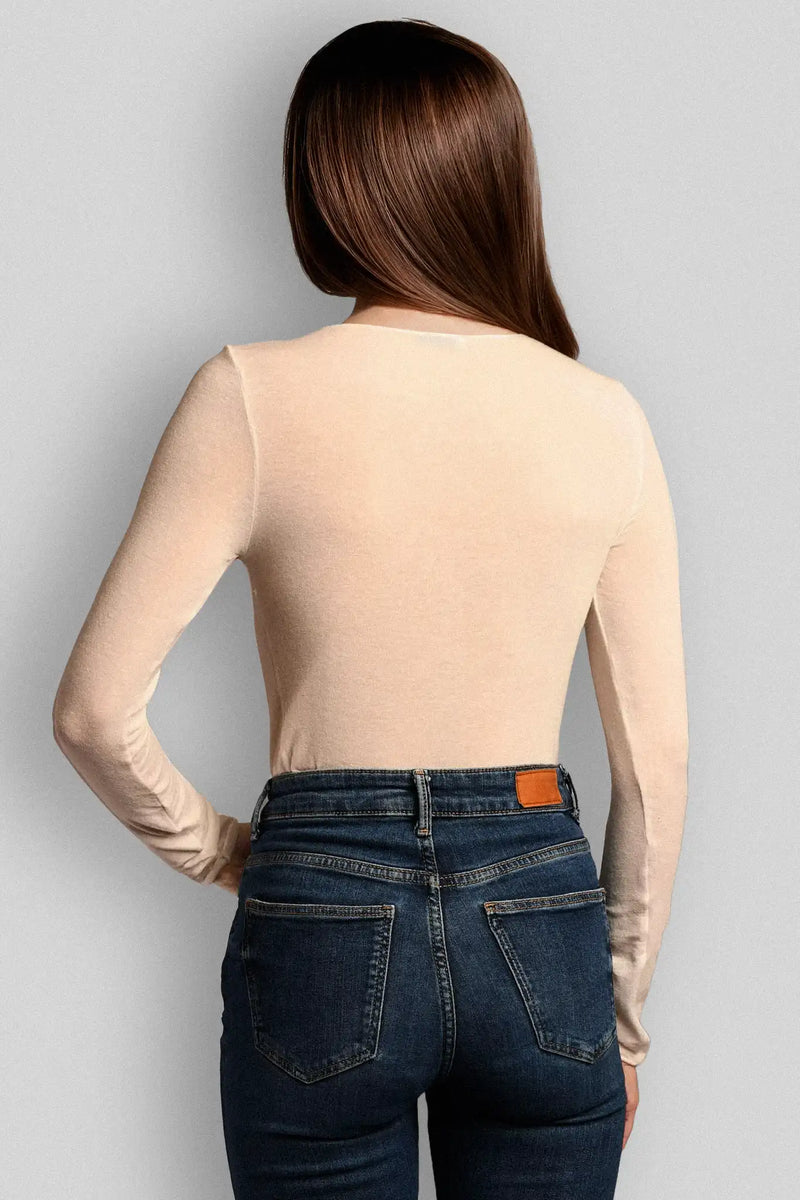 Maglia a Manica Lunga in Modal Ultralight con Cashmere Girocollo