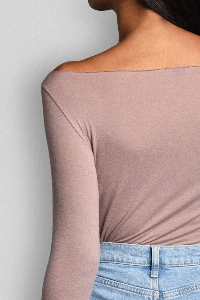 Maglia a Manica Lunga in Modal Ultralight con Cashmere Scollo Barchetta