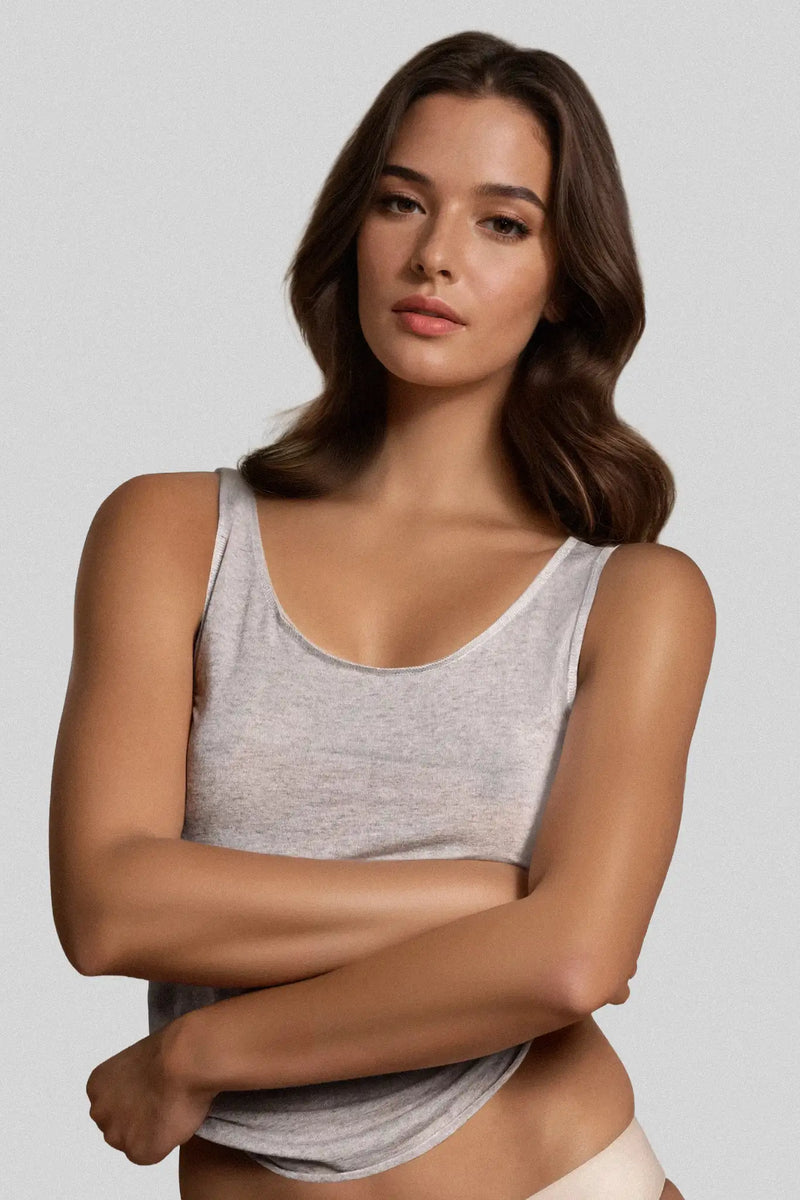 Canotta a Spalla Larga in Modal Ultralight con Cashmere