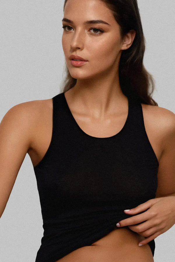 Canotta a Spalla Larga in Modal Ultralight con Cashmere