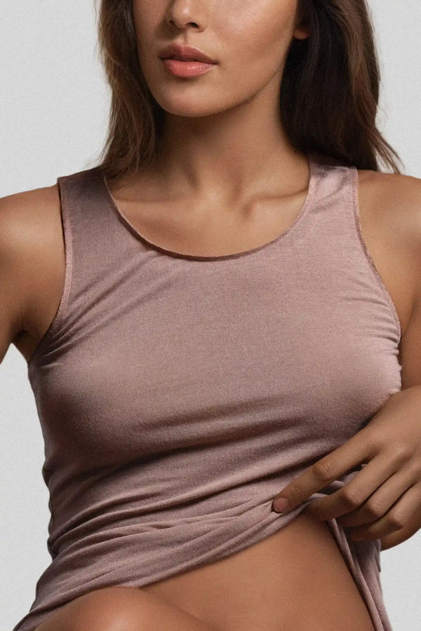 Canotta a Spalla Larga in Modal Ultralight con Cashmere