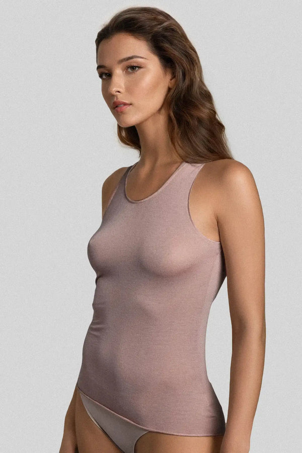 Canotta a Spalla Larga in Modal Ultralight con Cashmere