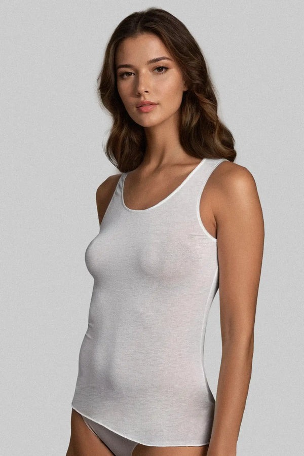 Canotta a Spalla Larga in Modal Ultralight con Cashmere