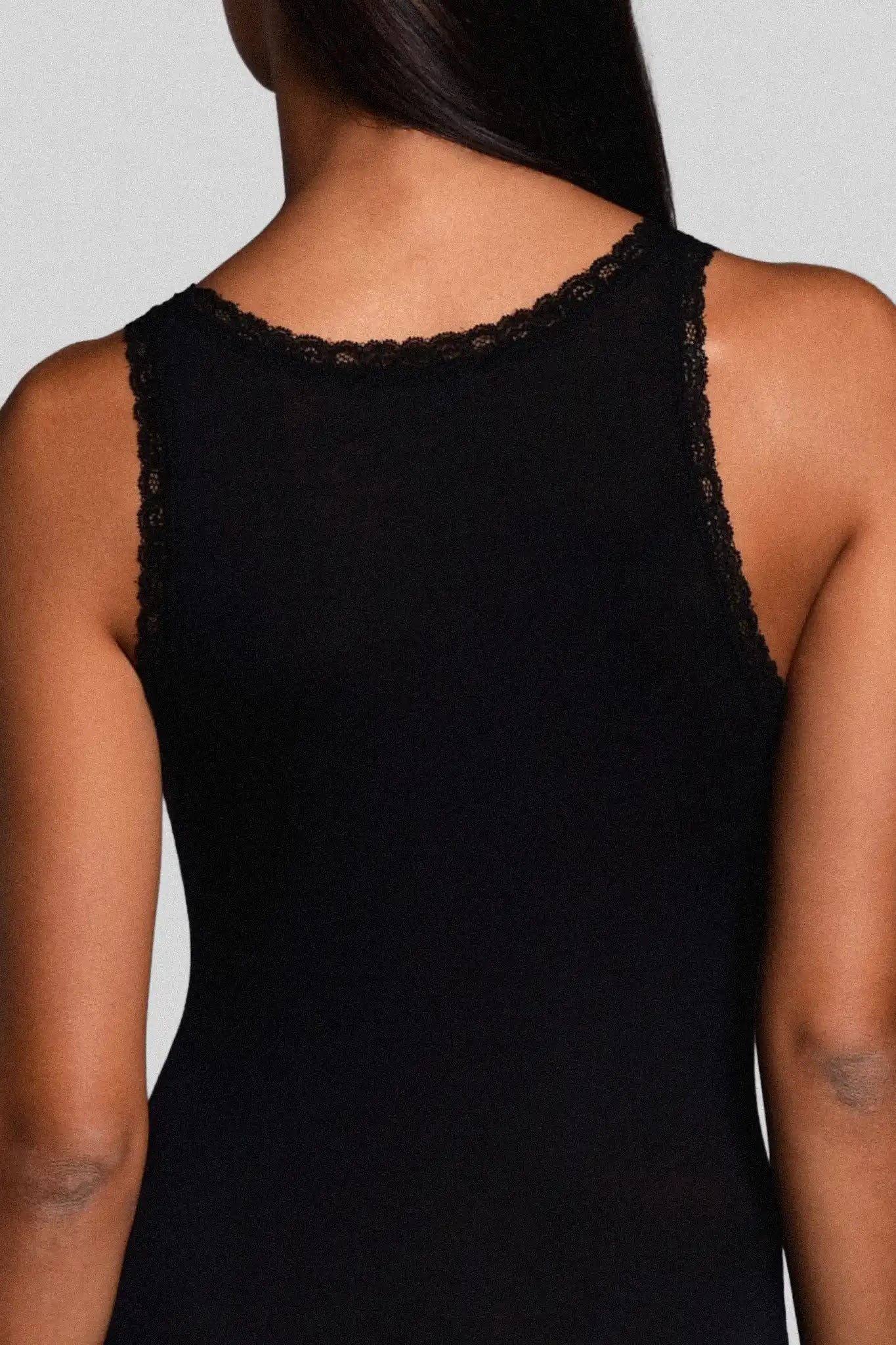 Canotta a Spalla Larga in Modal Ultralight con Cashmere e Pizzo