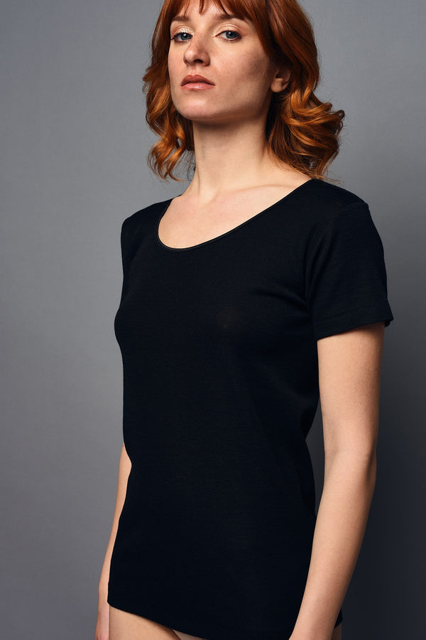 Maglia a Manica Corta in Lana Girocollo