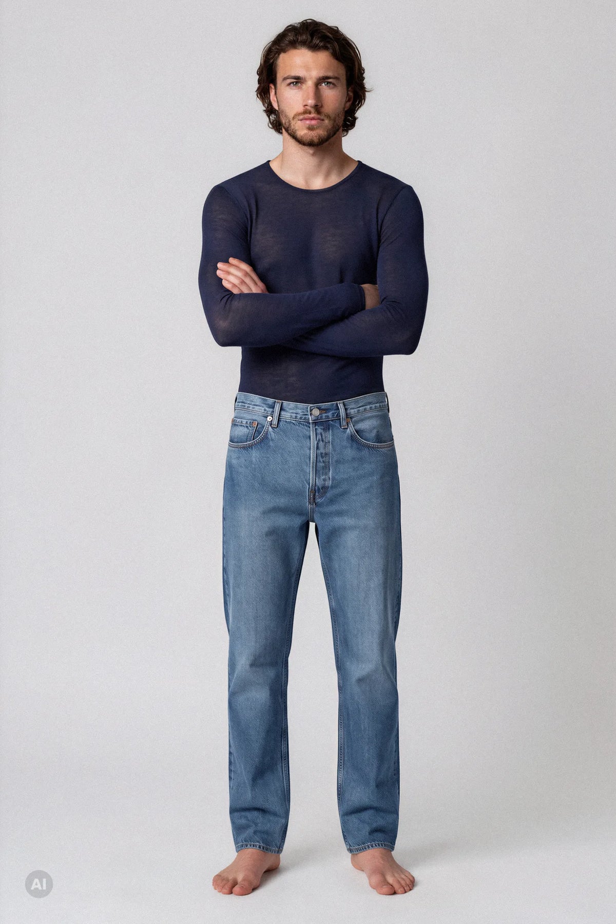 Maglia a Manica Lunga in Modal Ultralight con Cashmere Girocollo