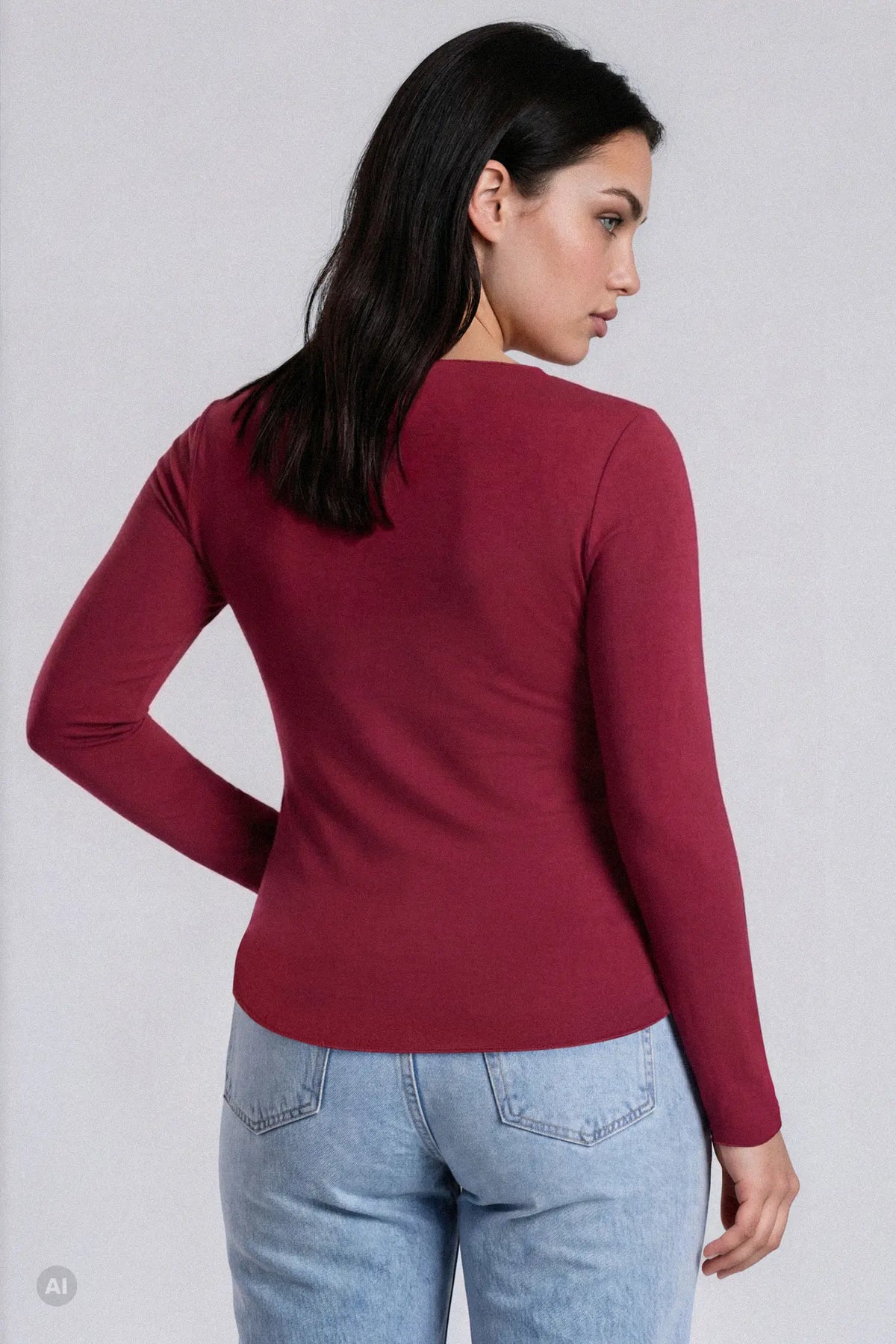 Maglia a Manica Lunga in Modal Ultralight con Cashmere Girocollo