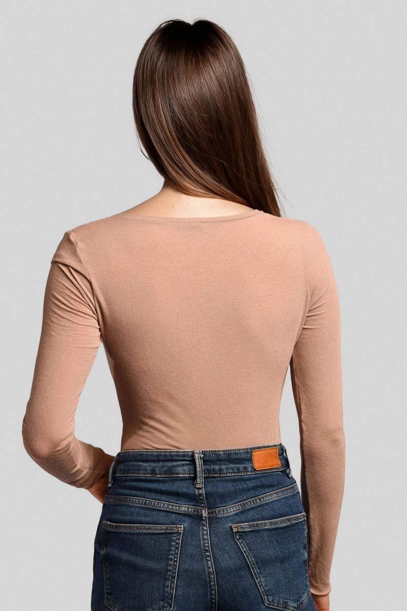 Maglia a Manica Lunga in Modal Ultralight con Cashmere Scollo a V