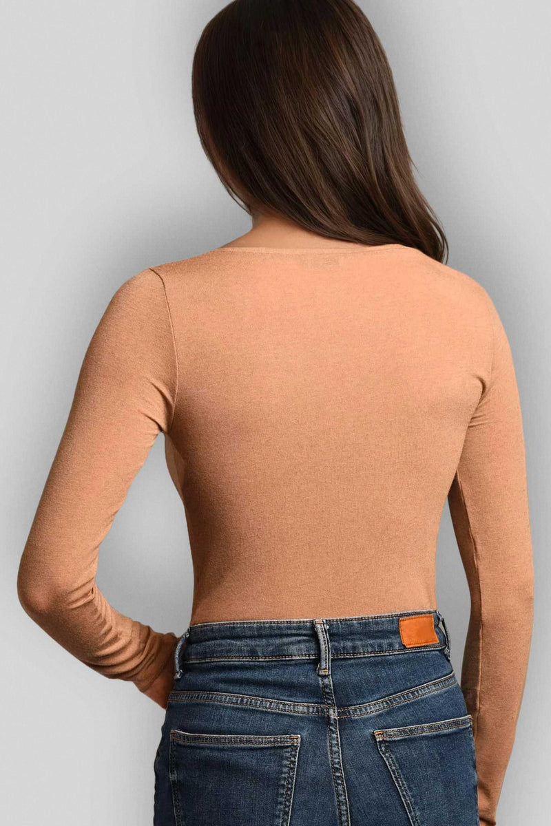Maglia a Manica Lunga in Modal Ultralight con Cashmere Scollo a V