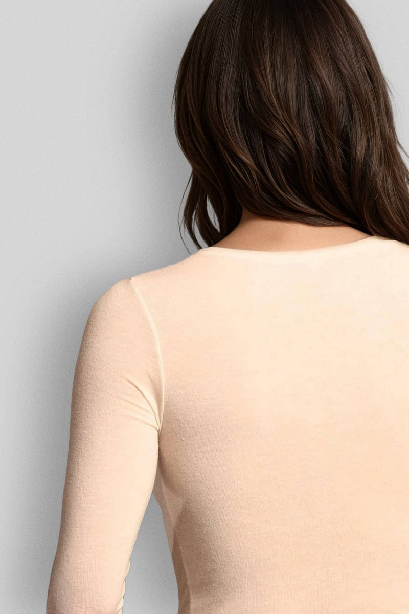 Maglia a Manica Lunga in Modal Ultralight con Cashmere Scollo a V