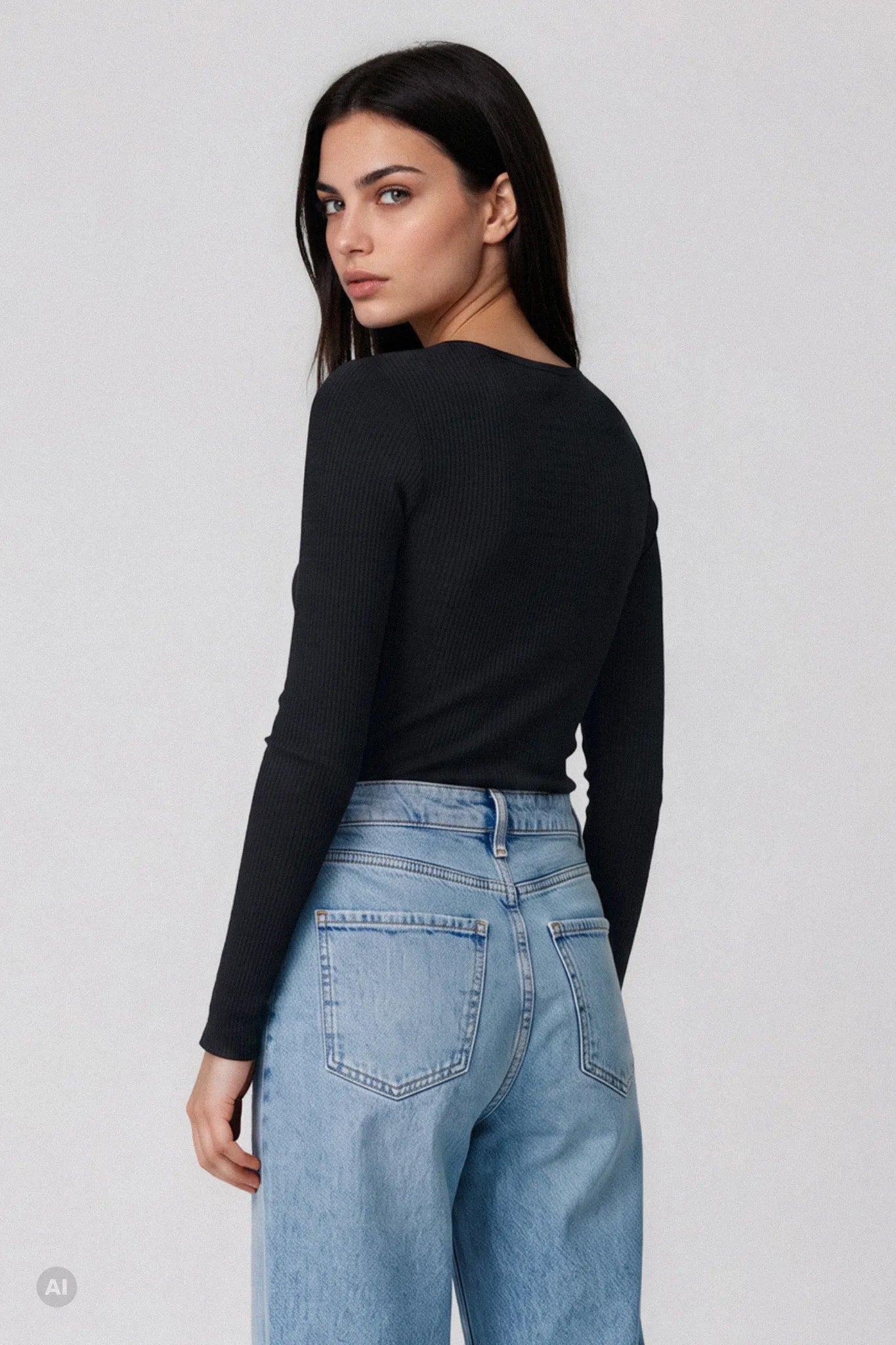 Maglia a Manica Lunga in Modal Ultranatural con Cashmere a Costine