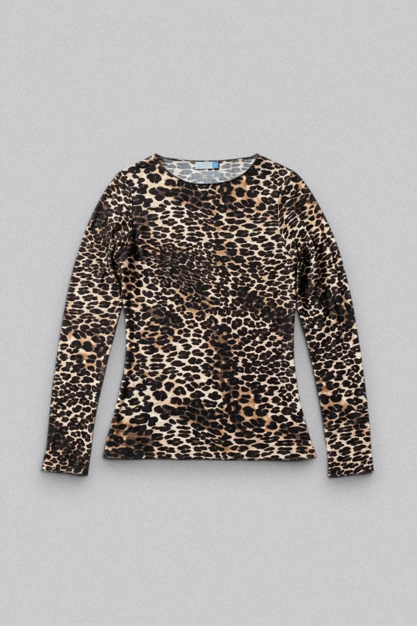 Maglia a Manica Lunga in Modal Ultralight con Cashmere Girocollo Leopard