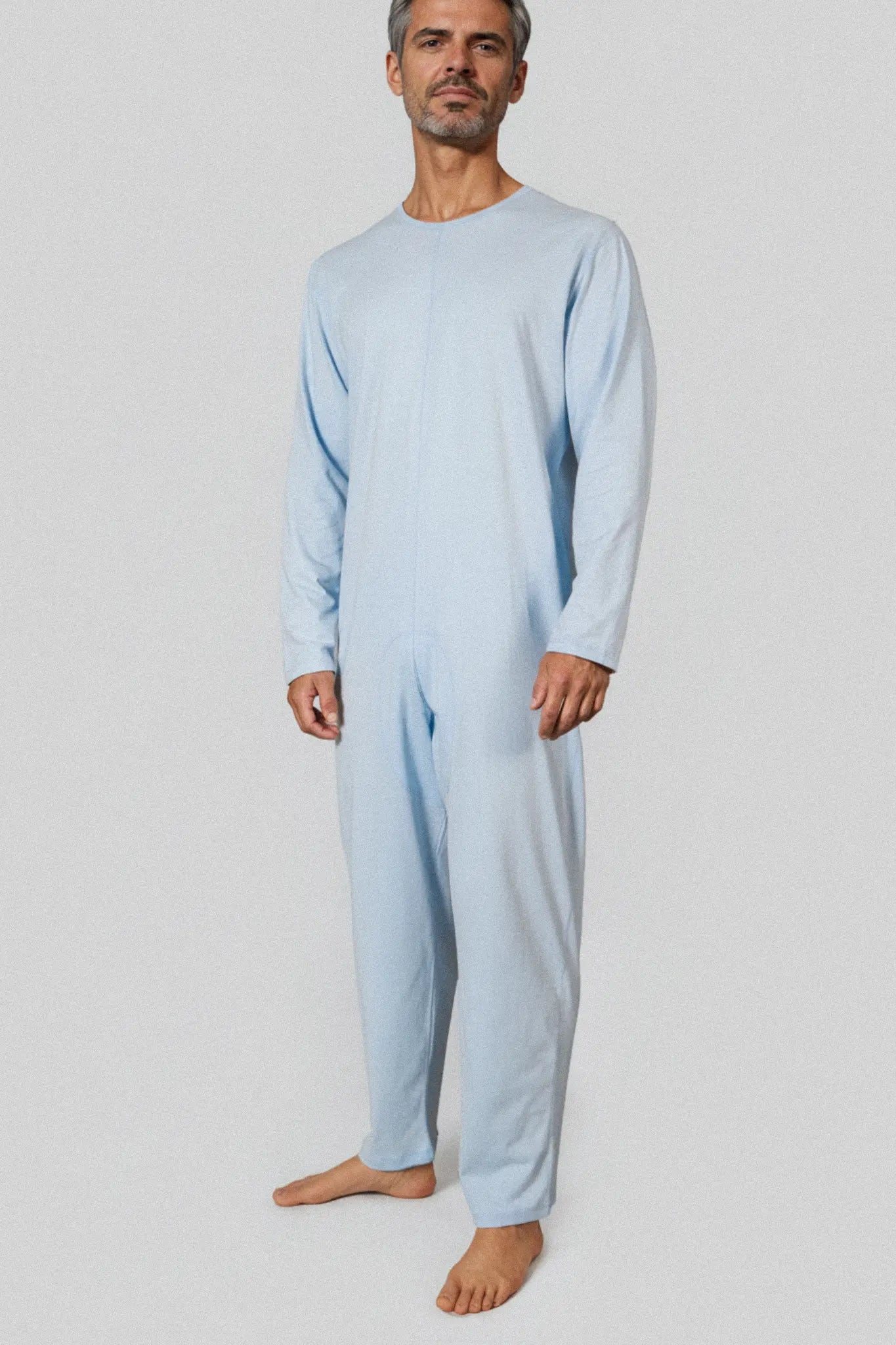 Pigiama Sanitario Lungo in Jersey di Cotone con Zip Posteriore