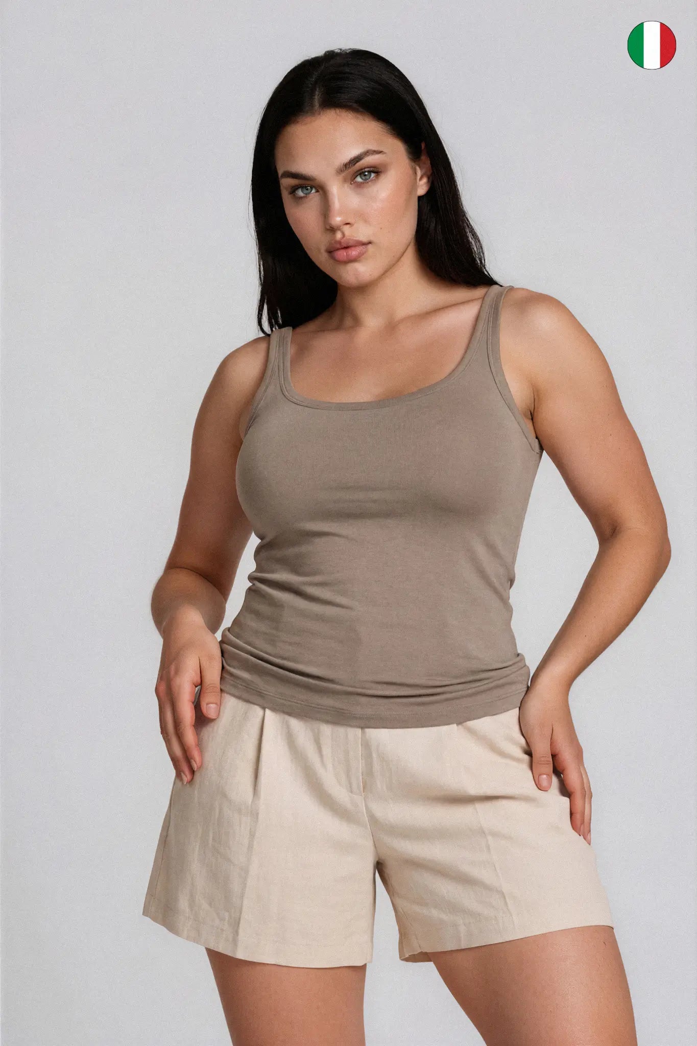 Top a Spalla Stretta in Micro Modal Scollo Tondo