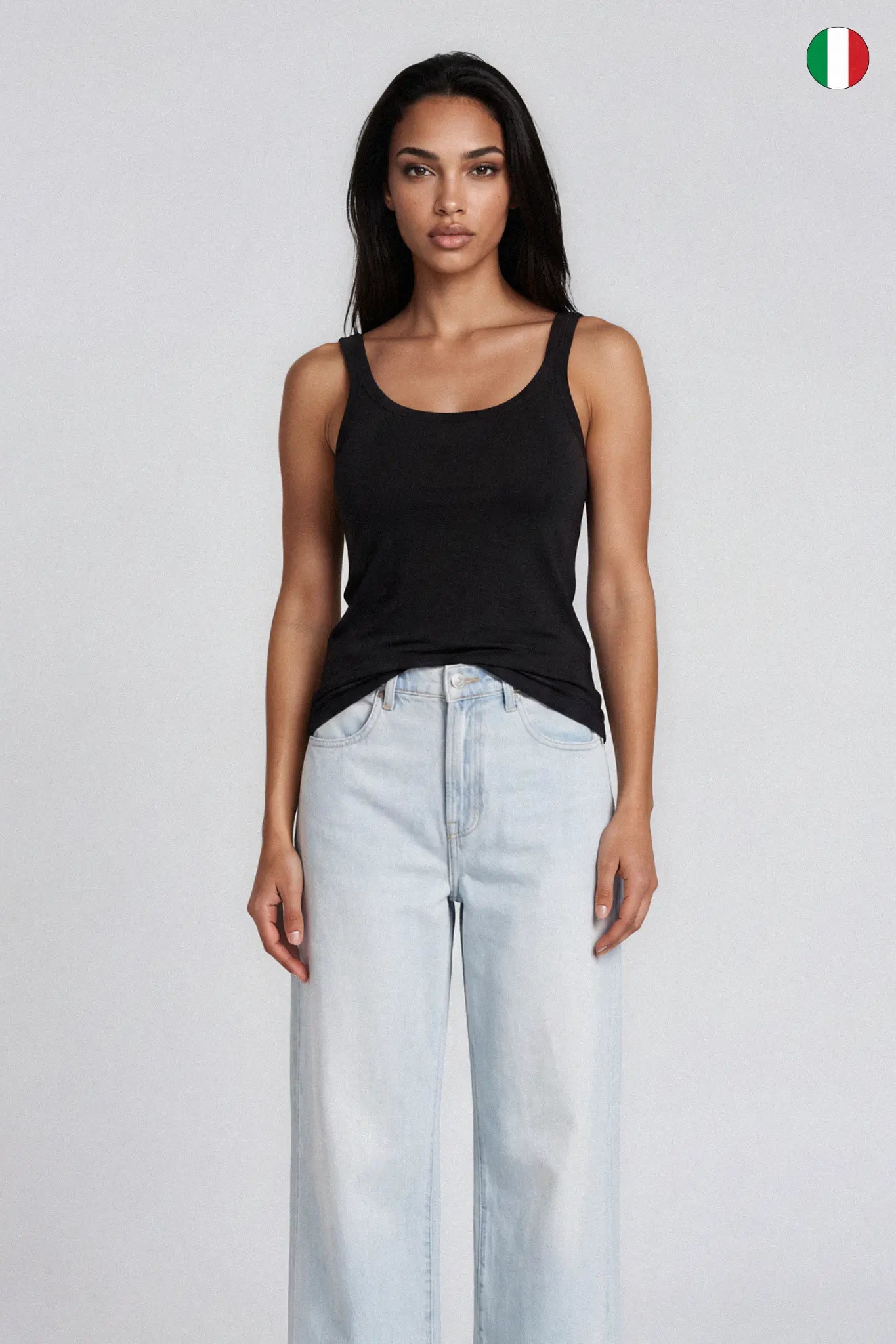 Top a Spalla Stretta in Micro Modal Scollo Tondo