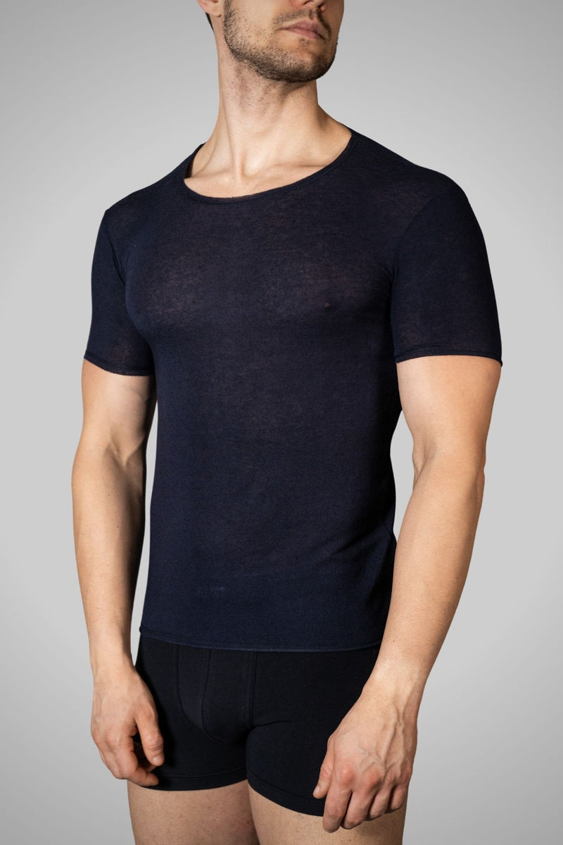 Maglia a Manica Corta in Modal Ultralight con Cashmere