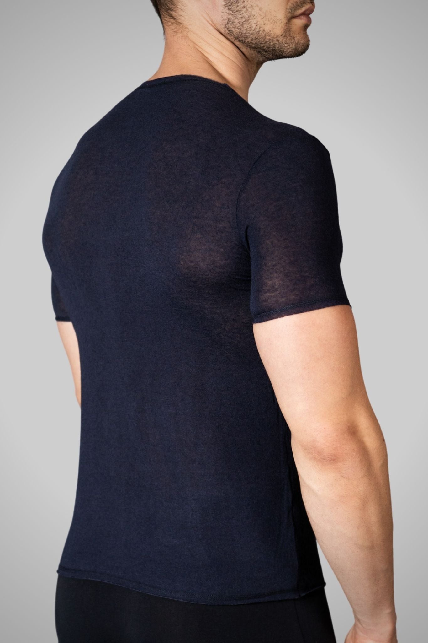 Maglia a Manica Corta in Modal Ultralight con Cashmere Girocollo