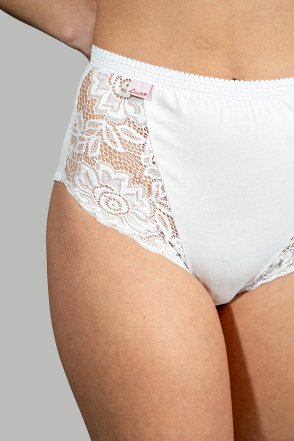 Slip a Vita Alta in Cotone con Inserti in Pizzo