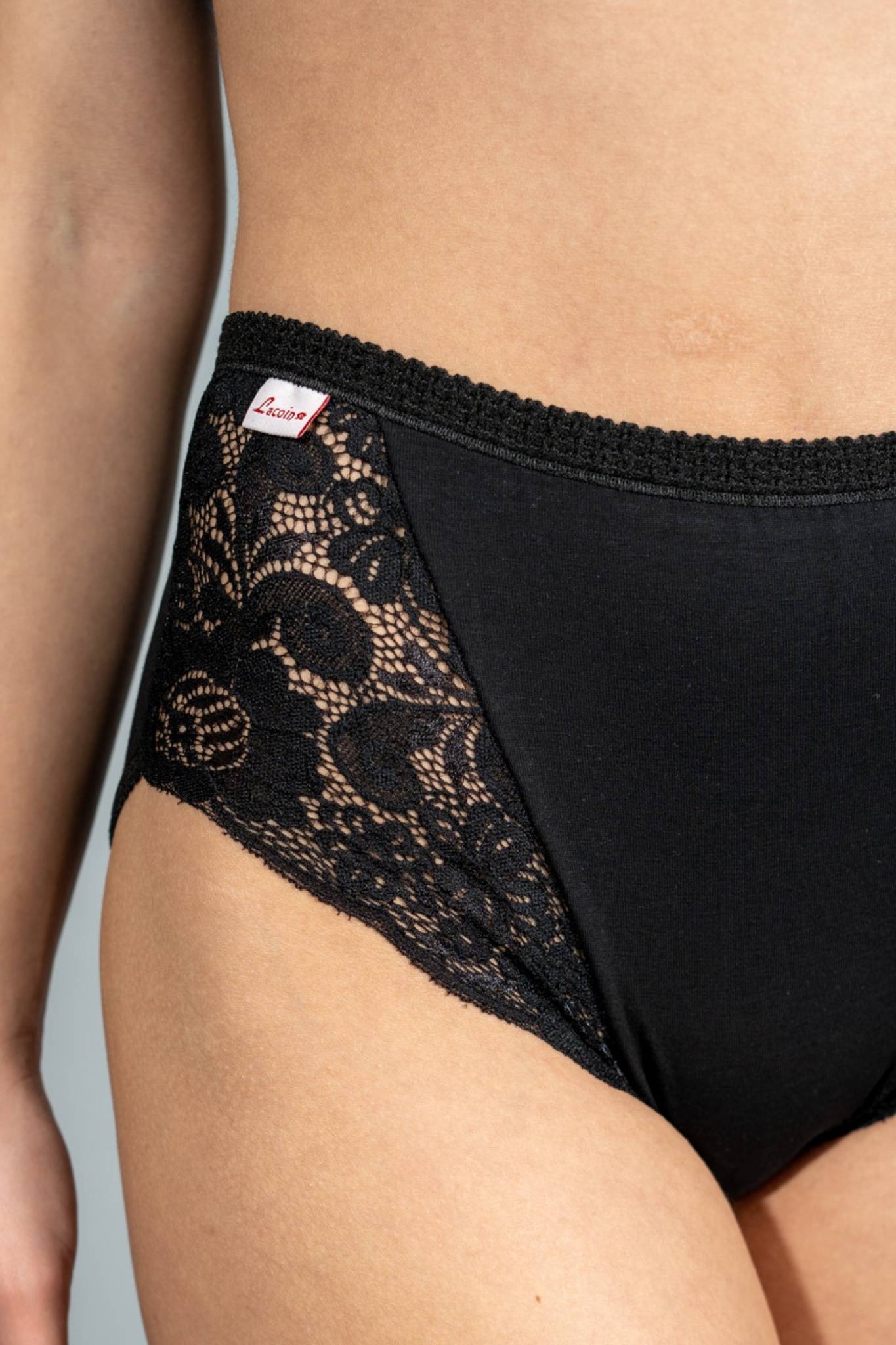 Slip a Vita Alta in Cotone con Inserti in Pizzo