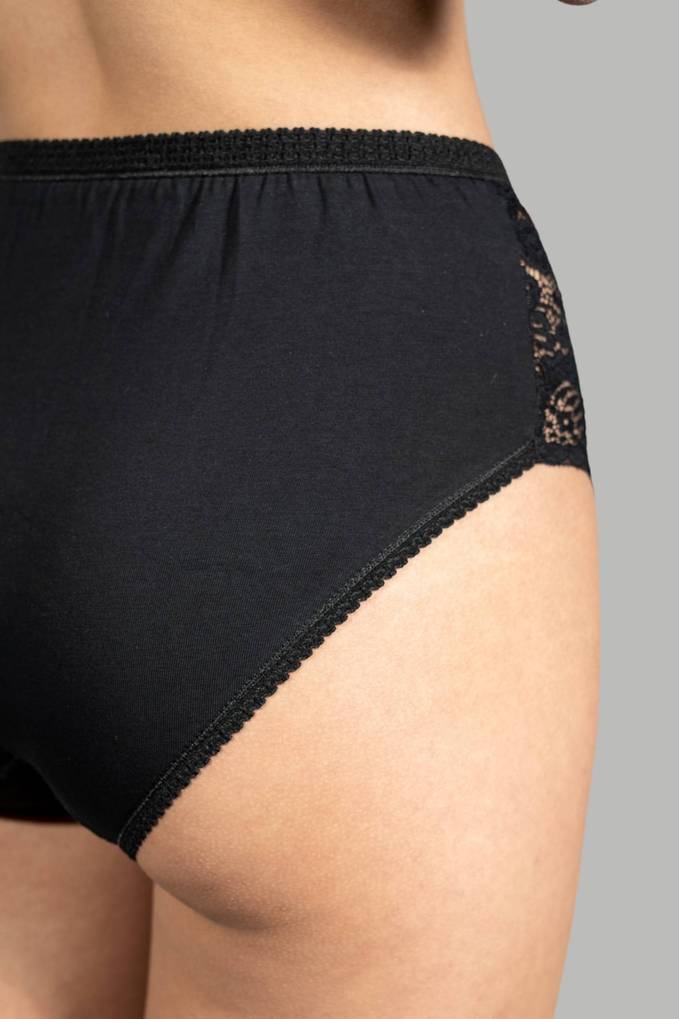 Slip a Vita Alta in Cotone con Inserti in Pizzo
