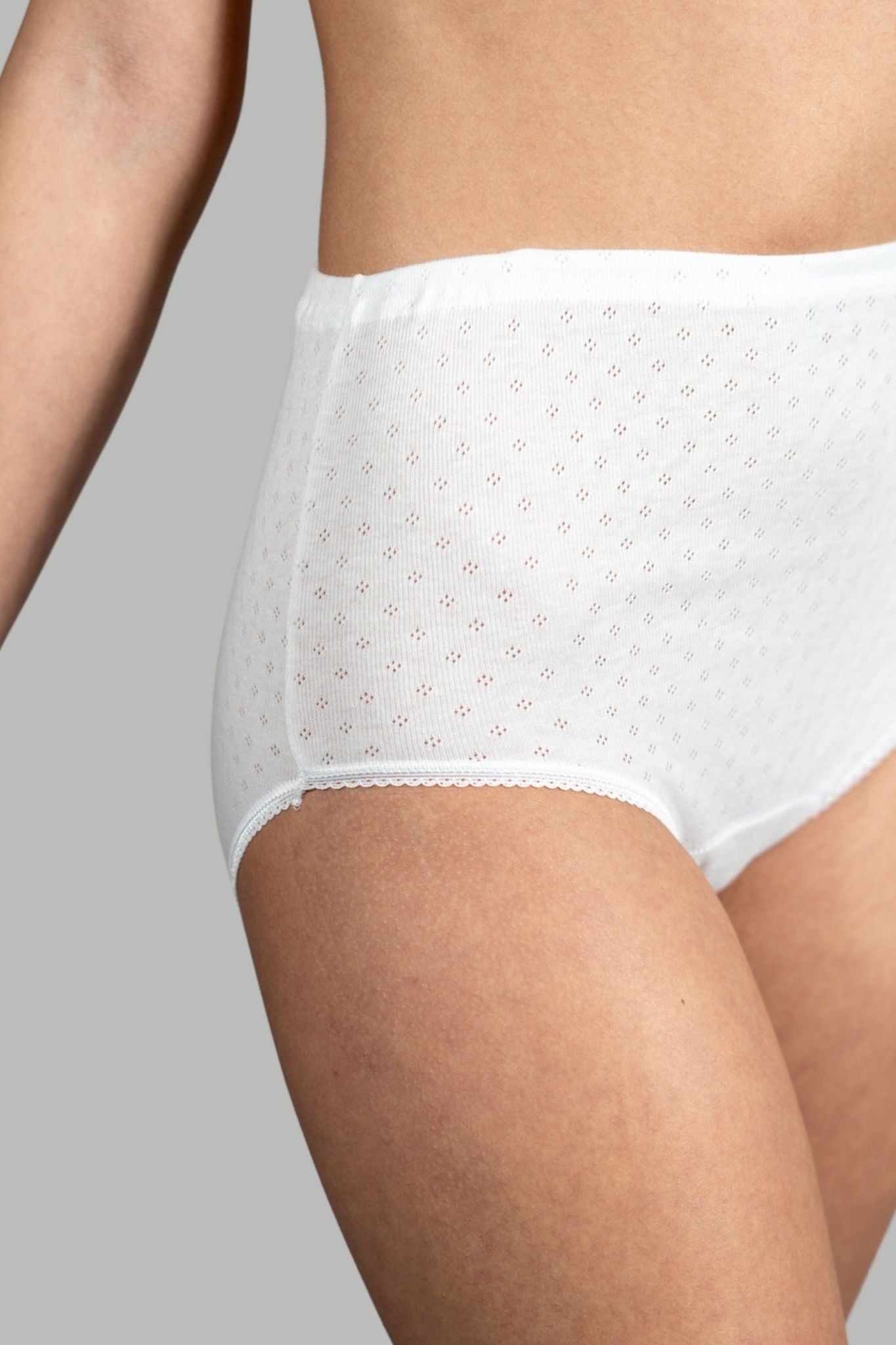 Slip Culotte a Vita Alta in Puro Cotone Traforato