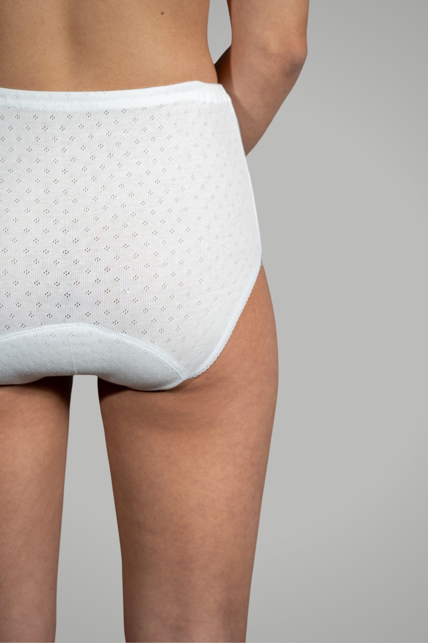 Slip Culotte a Vita Alta in Puro Cotone Traforato