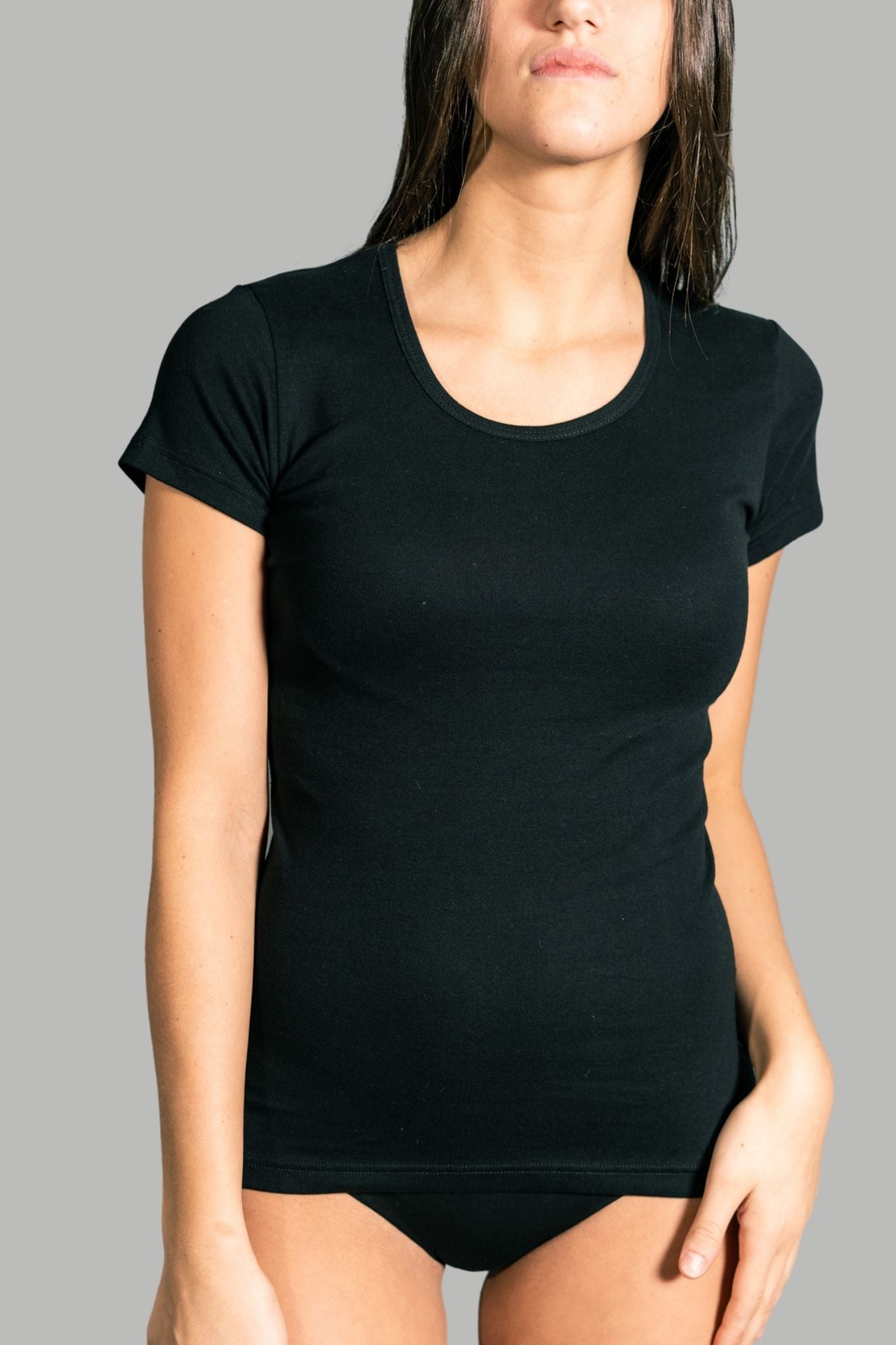 Maglia a Manica Corta in Cotone Garzato Girocollo